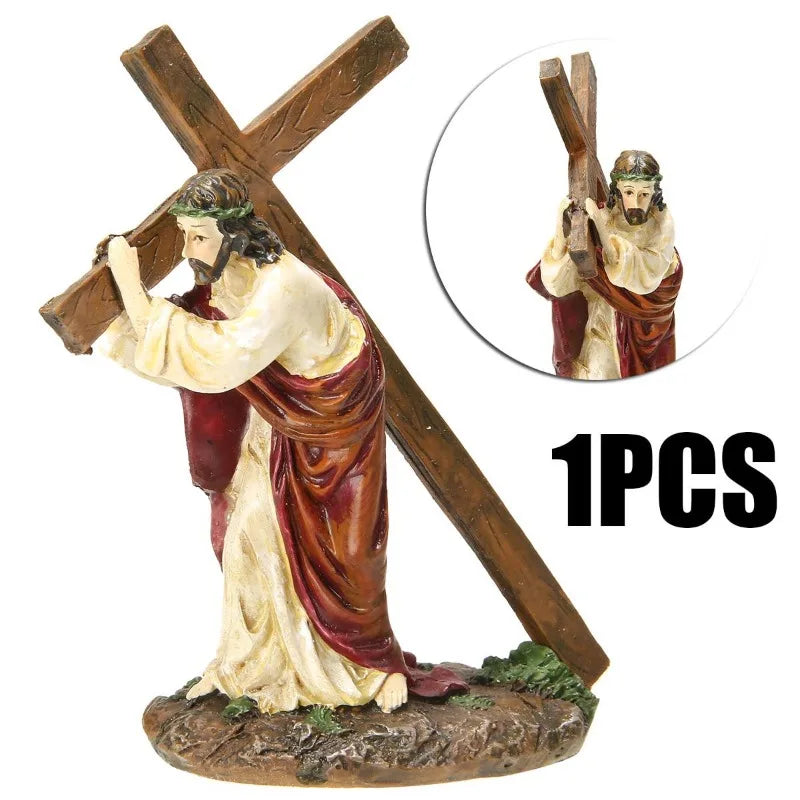 Estatua de crucifijo, estatua de resina de cruz de Jesús, figura de Cristo, accesorios religiosos católicos, decoración, 1 ud.