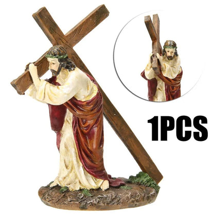 Estatua de crucifijo, estatua de resina de cruz de Jesús, figura de Cristo, accesorios religiosos católicos, decoración, 1 ud.