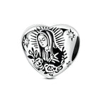Virgen de Guadalupe - Dije Corazon de Plata 925 — detalle de plata de ley 925 de cerca