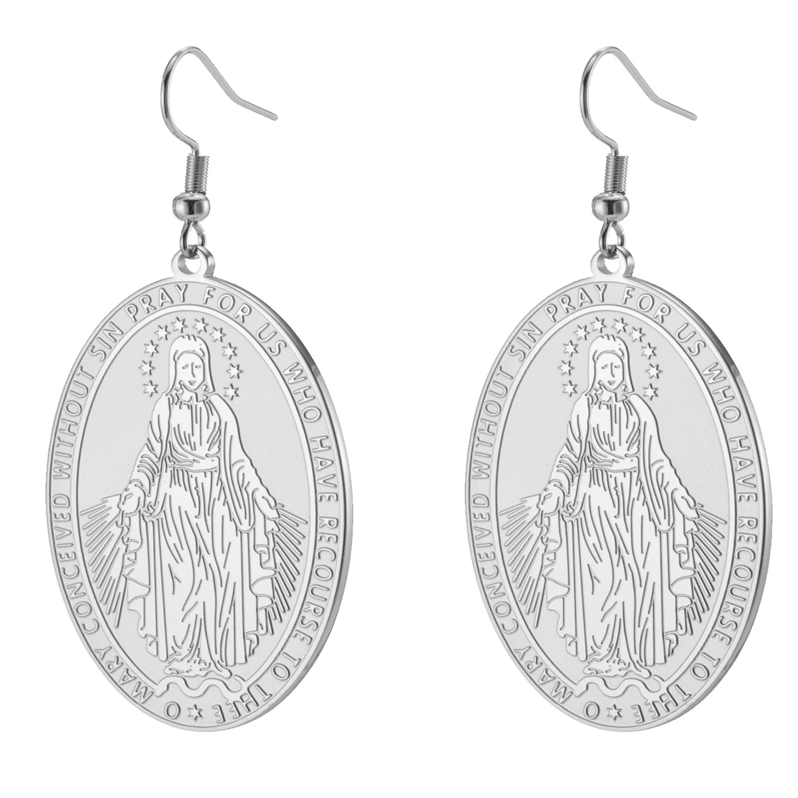 Pendientes de Luz Virgen María en Acero Inoxidable