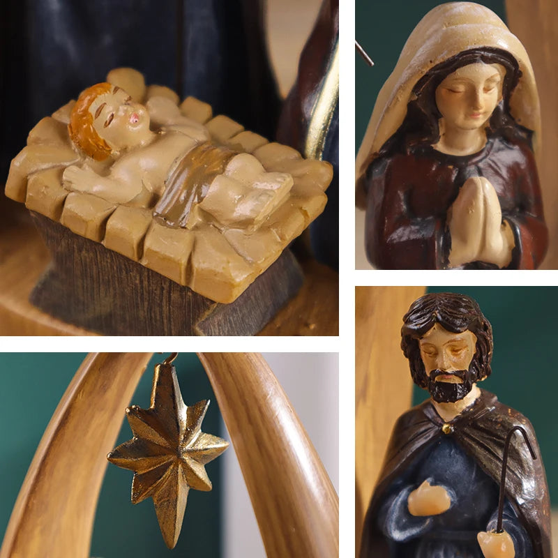 Nacimiento de Madera con la Sagrada Familia