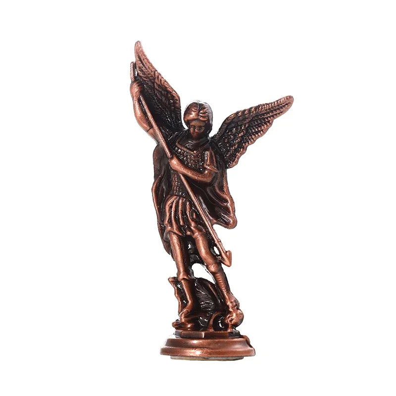 Estatuilla cristiana de San Miguel, estatuas del guardián de Satán derrota del Arcángel, Ctafts de aleación de Zinc para el hogar, habitación, mesa y escritorio
