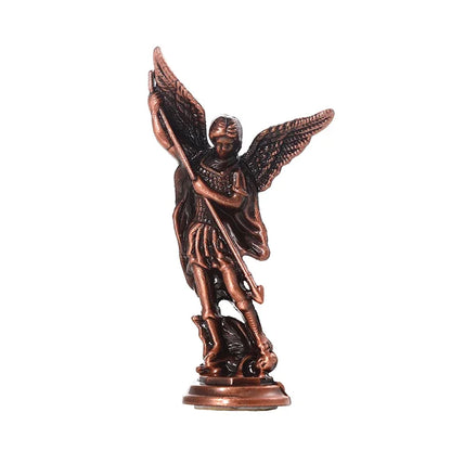 Estatuilla cristiana de San Miguel, estatuas del guardián de Satán derrota del Arcángel, Ctafts de aleación de Zinc para el hogar, habitación, mesa y escritorio