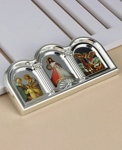 Marco de imagen de Jesús Cristo de la misericordia divina católica, pegatina de iconos tríptico de San Miguel de la Sagrada Familia, oración de mesa, decoración de iglesia para el hogar