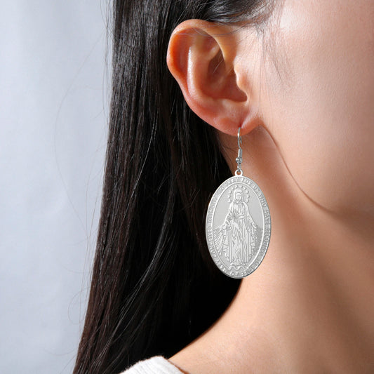 Pendientes de Luz Virgen María en Acero Inoxidable