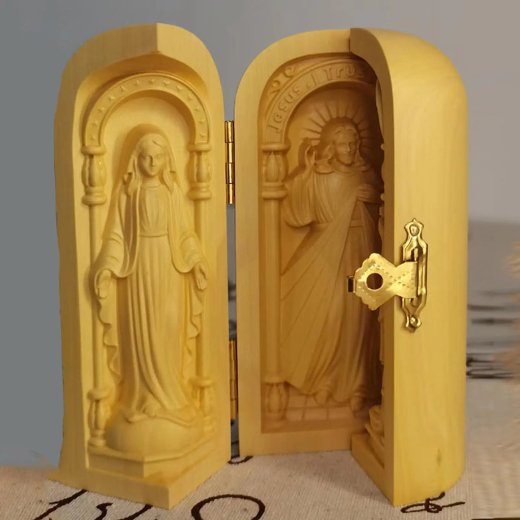 Altar de Oracion en Madera - Sagrada Familia en Relieve — vista completa del producto