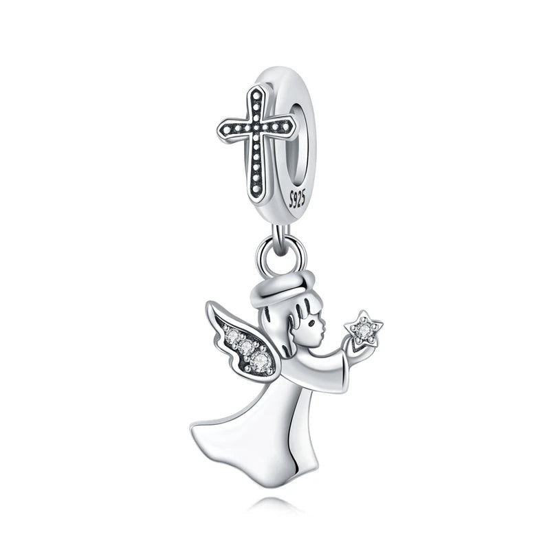 Angel de la Guarda - Dije de Plata 925 — detalle de plata de ley 925 de cerca