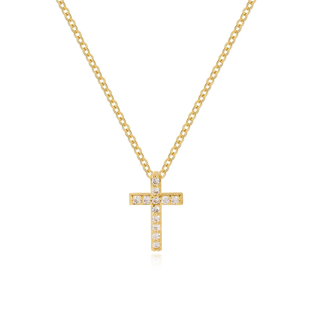 Collar de Cruz con Circonias en Oro 18K