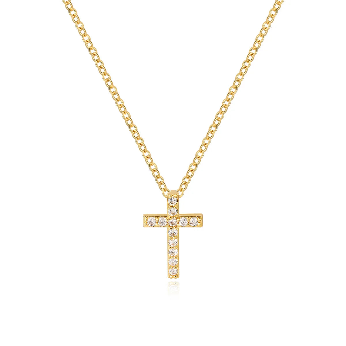 Collar de Cruz con Circonias en Oro 18K