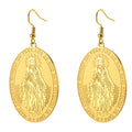 Pendientes de Luz Virgen Maria en Acero Inoxidable — acero inoxidable, hipoalergenico y duradero