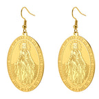 Pendientes de Luz Virgen Maria en Acero Inoxidable — acero inoxidable, hipoalergenico y duradero
