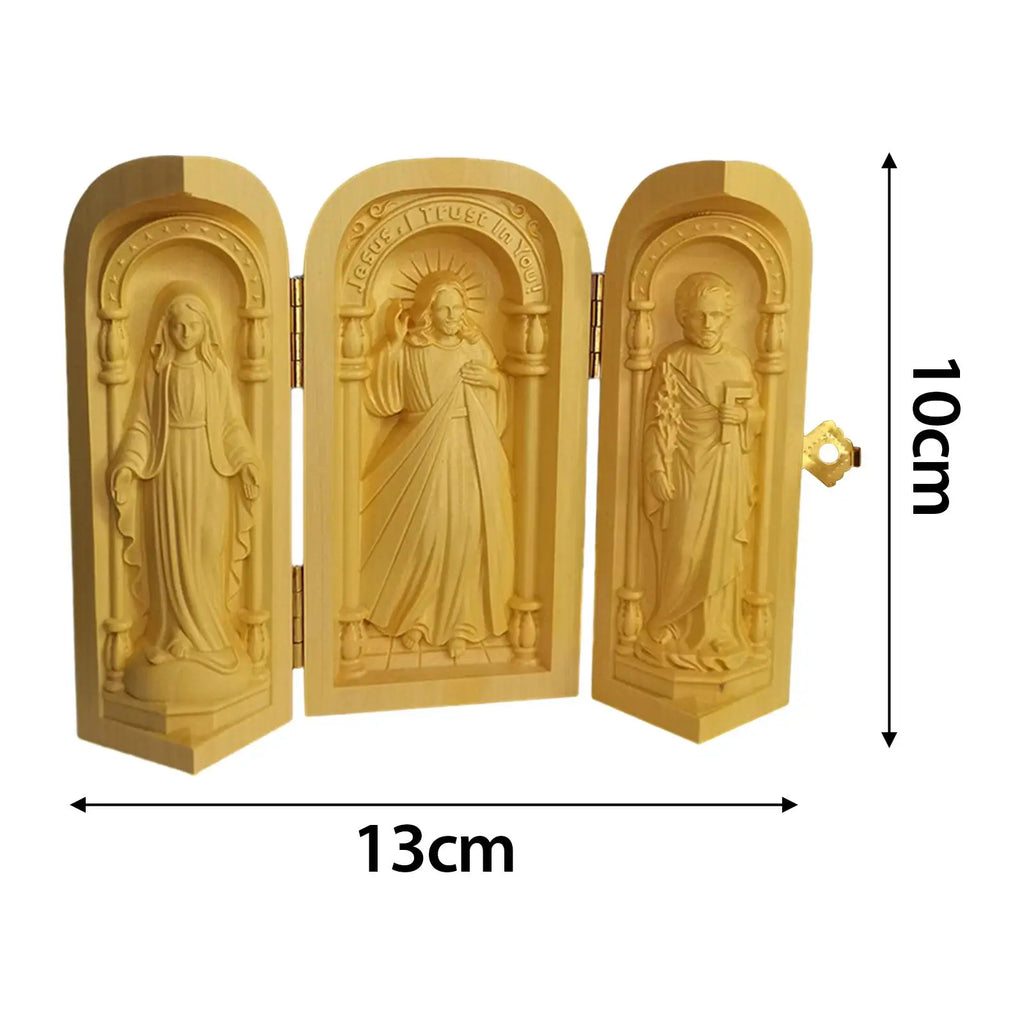 Altar de Oracion en Madera - Sagrada Familia en Relieve — regalo espiritual para primera comunion