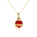 Collar Sagrado Corazón de Jesús con Circonia Roja