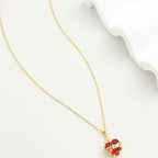 Collar Sagrado Corazón de Jesús con Circonia Roja