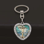 Llavero Corazon de Fe con Imagenes Sagradas — accesorio de fe y devocion