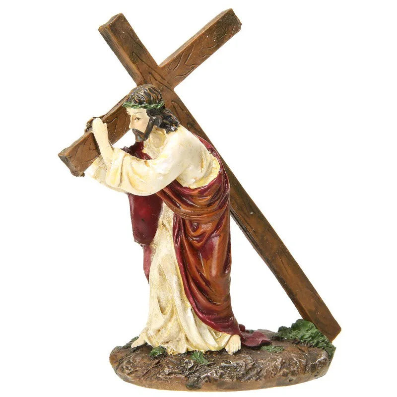 Estatua de crucifijo, estatua de resina de cruz de Jesús, figura de Cristo, accesorios religiosos católicos, decoración, 1 ud.
