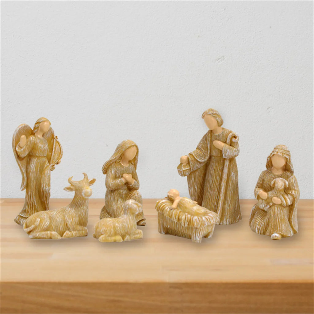 Conjunto de Nacimiento en Resina: Simbolo de Fe y Luz — accesorio de fe y devocion