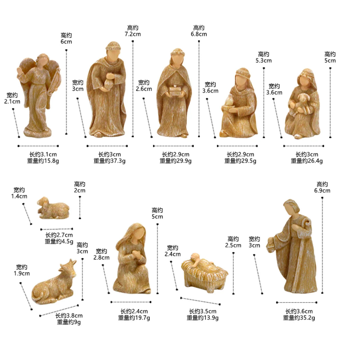 Conjunto de Nacimiento en Resina: Simbolo de Fe y Luz — regalo espiritual para primera comunion