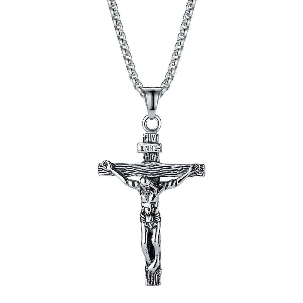 Collares con colgante de cruz de Jesús de alta calidad, joyería clásica de acero inoxidable para hombre 2025, regalo para mejor amiga para mamá y mujer