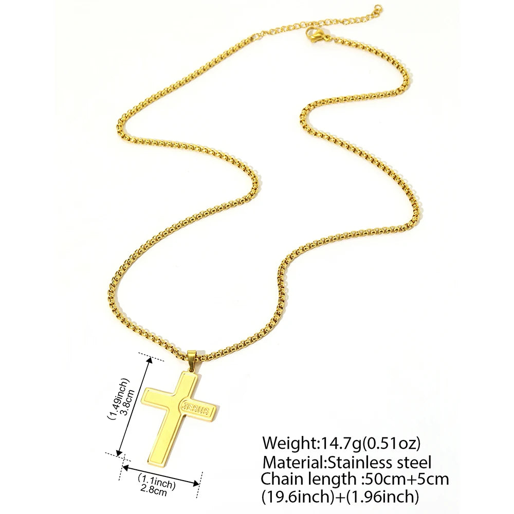 DOTIFI-collar de amuleto con colgante de Cruz cristiana de acero inoxidable para hombres y mujeres, joyería de oración religiosa Simple, regalos