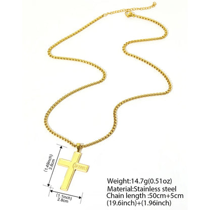 DOTIFI-collar de amuleto con colgante de Cruz cristiana de acero inoxidable para hombres y mujeres, joyería de oración religiosa Simple, regalos
