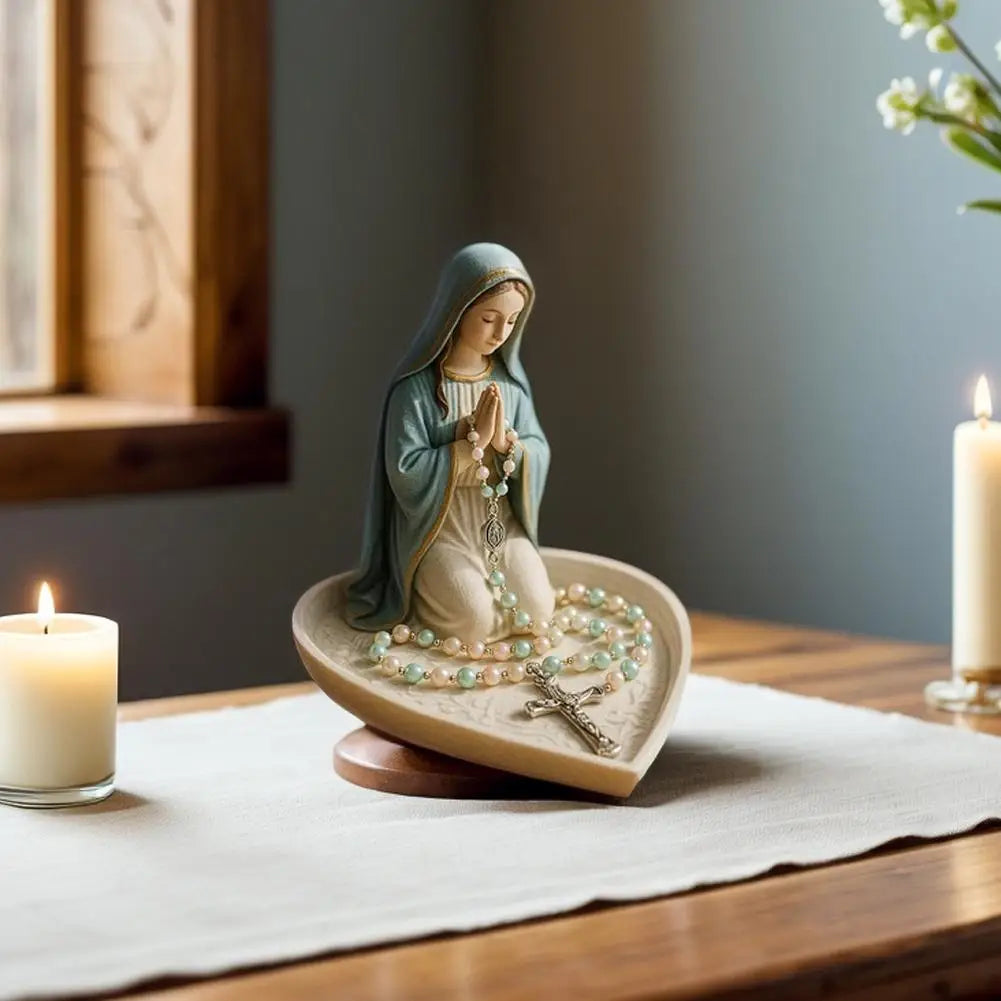 Soporte Devocional de Rosario Virgen María y Jesus