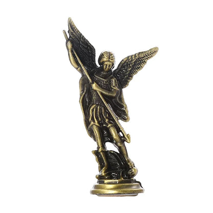 Estatuilla cristiana de San Miguel, estatuas del guardián de Satán derrota del Arcángel, Ctafts de aleación de Zinc para el hogar, habitación, mesa y escritorio