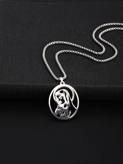 Collar clásico con colgante de la Virgen María para hombres, adecuado para mujeres, joyería de collar de la Virgen María católica de acero inoxidable