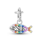 Ichtus Jesus - Dije de Plata 925 — detalle de plata de ley 925 de cerca
