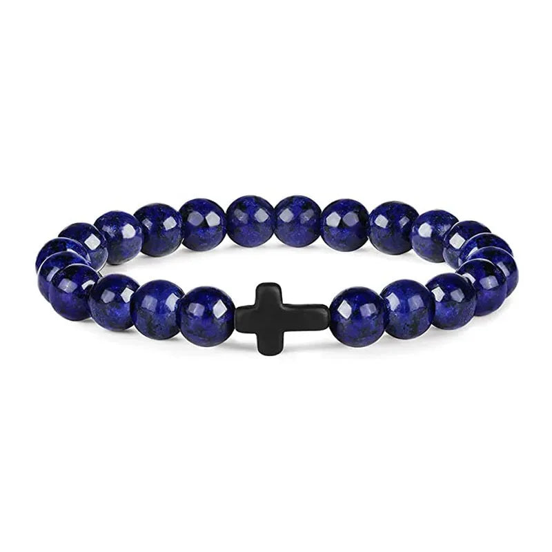 Pulsera de Oracion de Hematita y Onyx — regalo espiritual para primera comunion