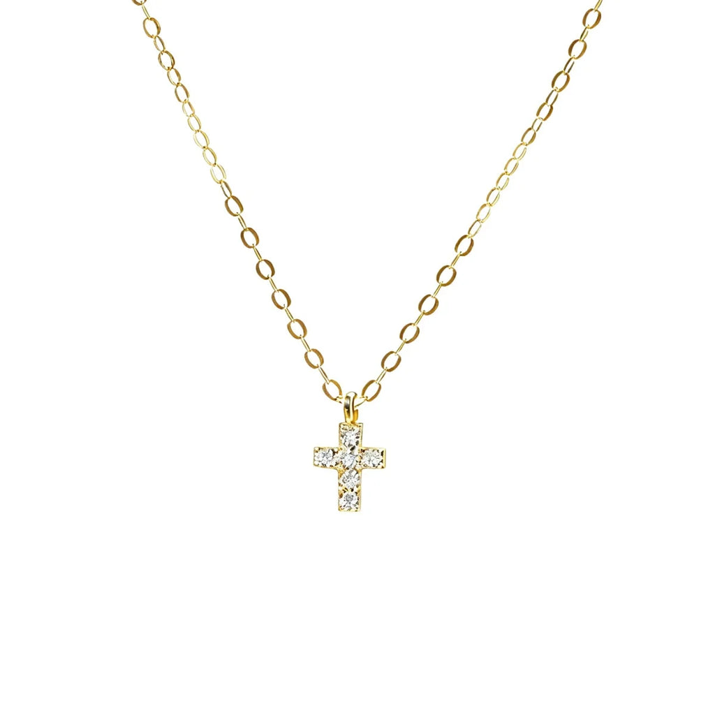 Collar Cruz Delicada con Circonias - Minimalista en Dorado — regalo espiritual para primera comunion
