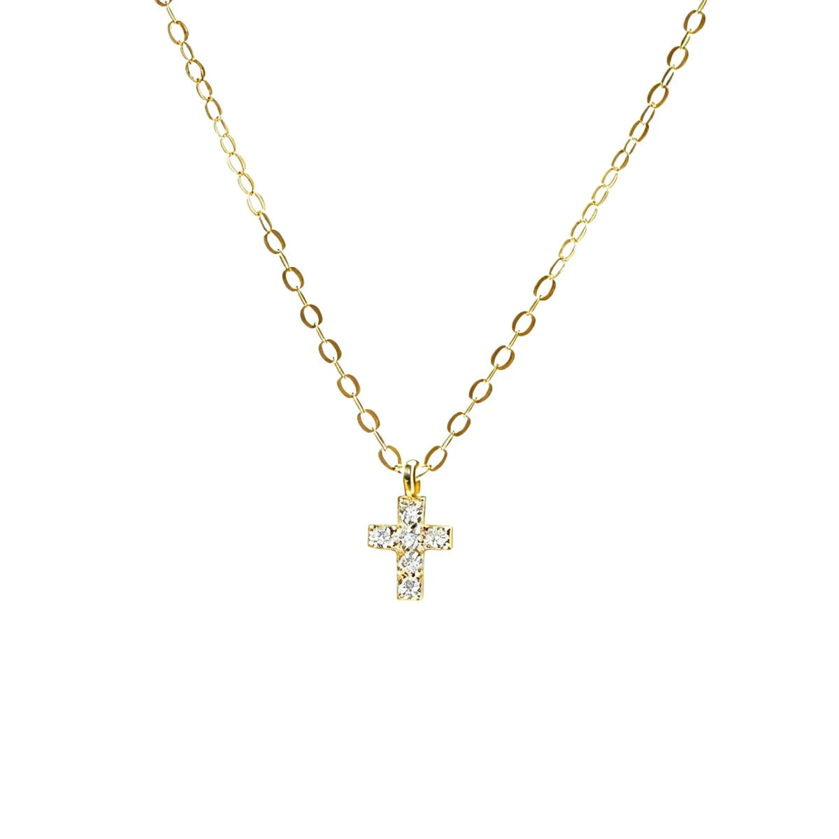 Collar Cruz Delicada con Circonias - Minimalista en Dorado — regalo espiritual para primera comunion