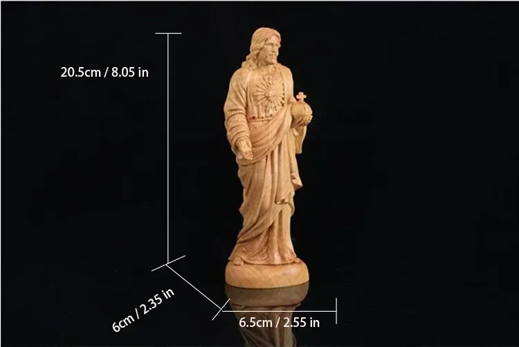 Detalle del cierre y cadena — Escultura del Sagrado Corazon de Jesus en Madera - Arte Devoci...