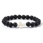 Pulsera de Oracion de Hematita y Onyx — fe y devocion en cada detalle