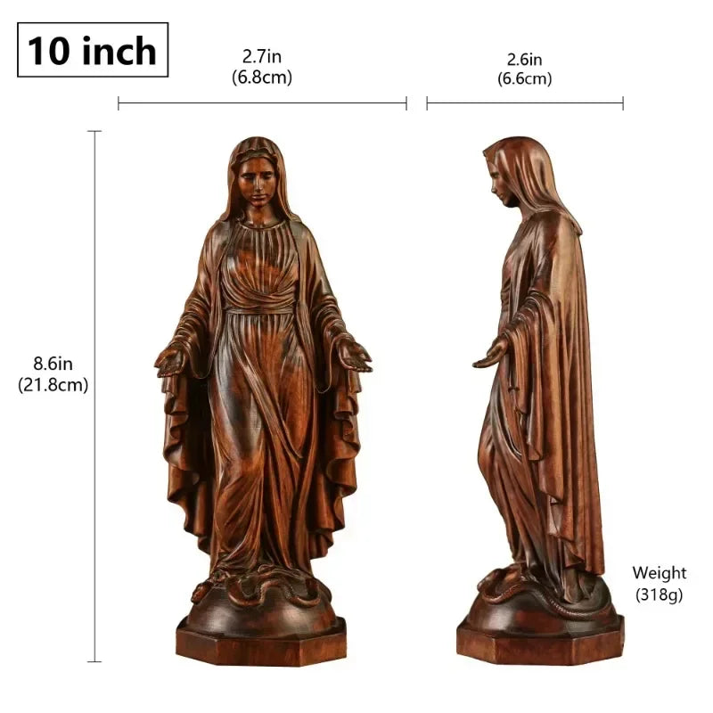 Detalle del cierre y cadena — Escultura de la Virgen Maria en Madera - Simbolo de Gracia y D...