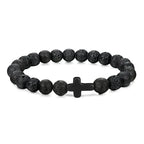 Pulsera de Oracion de Hematita y Onyx — vista lateral y detalle del acabado