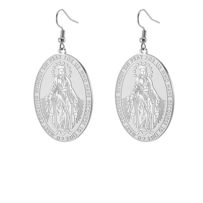 Pendientes de Luz Virgen María en Acero Inoxidable