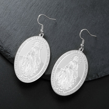 Pendientes de Luz Virgen María en Acero Inoxidable