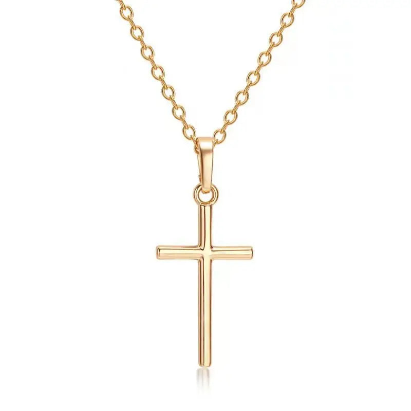 Collar Cruz Sencilla - Simbolo de Fe en Dorado o Plateado — regalo espiritual para primera comunion