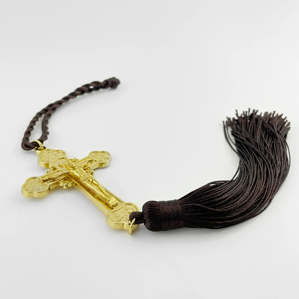 HTISOK Cruz Ortodoxa Colgante de Jesús Estatua de Cristo Crucifijo Colgante de Coche Decoración Religiosa y Regalos Colgante de Cruz de Iglesia Ortodoxa