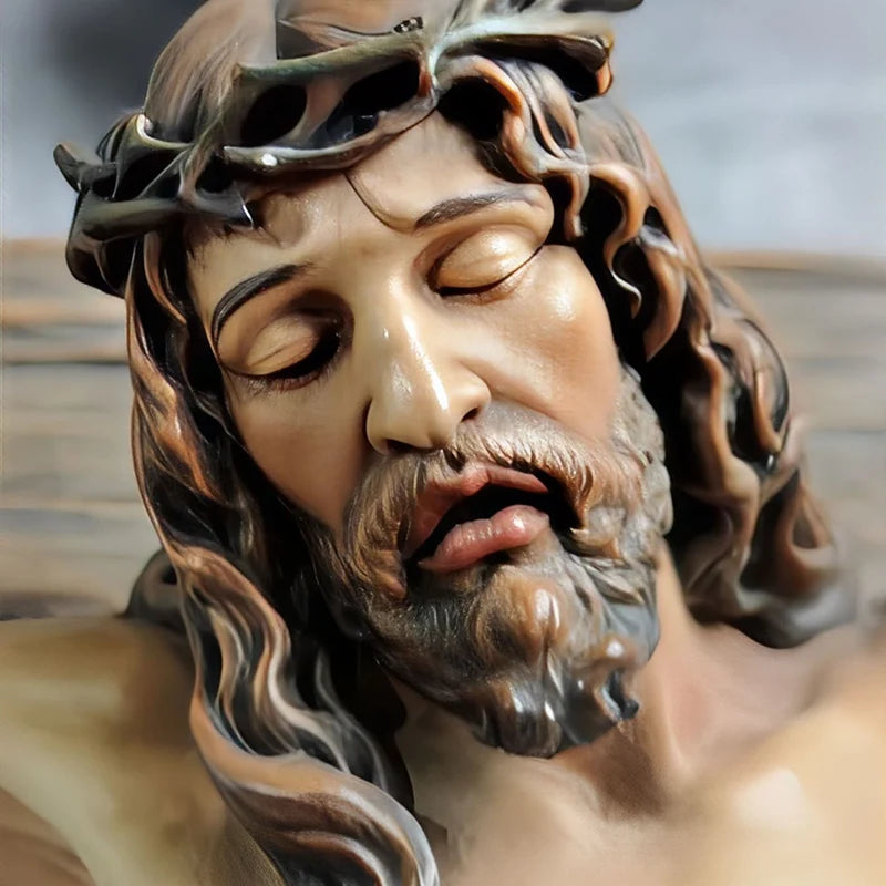 Estatua religiosa de crucifijo de cruz de Jesús, estatuilla de San Católico, artesanía, escultura colgante de pared para decoración del hogar y la sala de estar