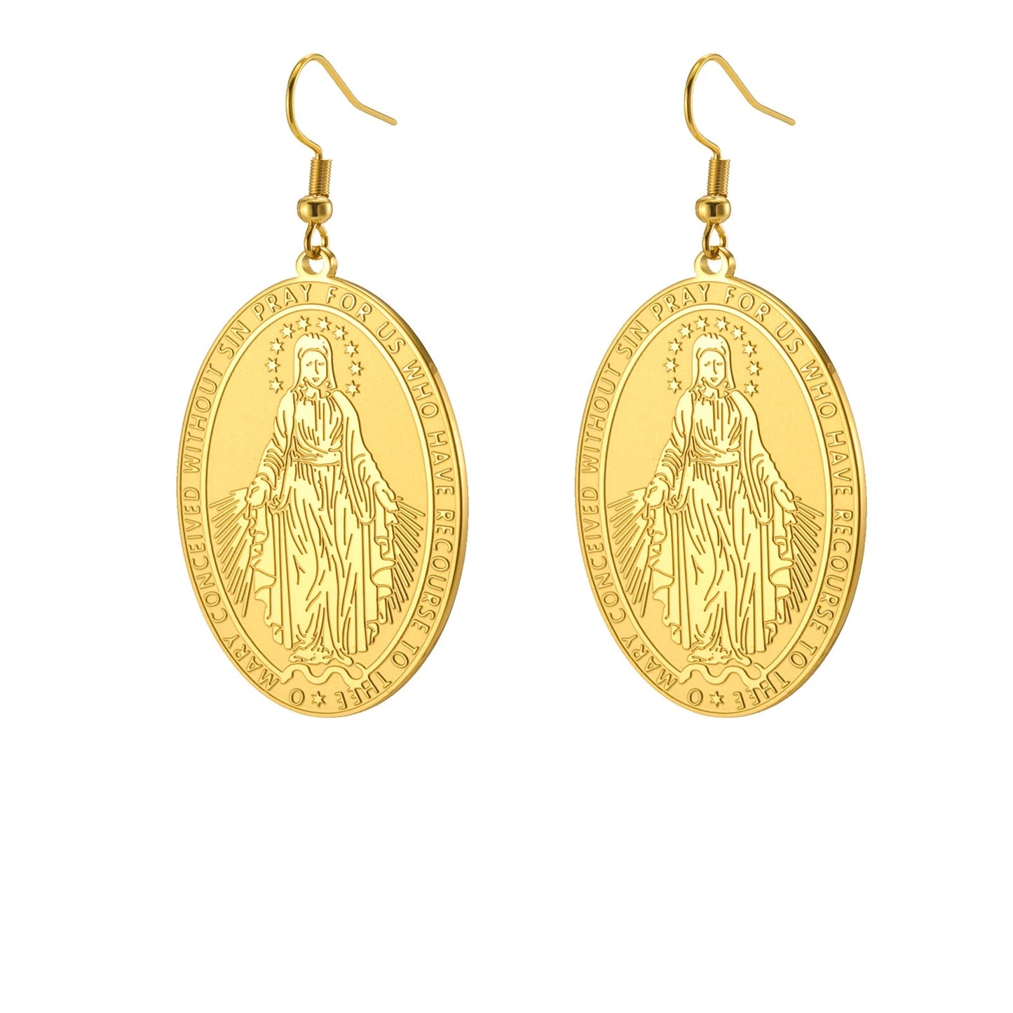 Pendientes de Luz Virgen María en Acero Inoxidable