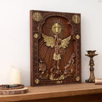 Icono de San Miguel Arcangel en Madera - Arte Sacra con Detall... — regalo espiritual para primera comunion