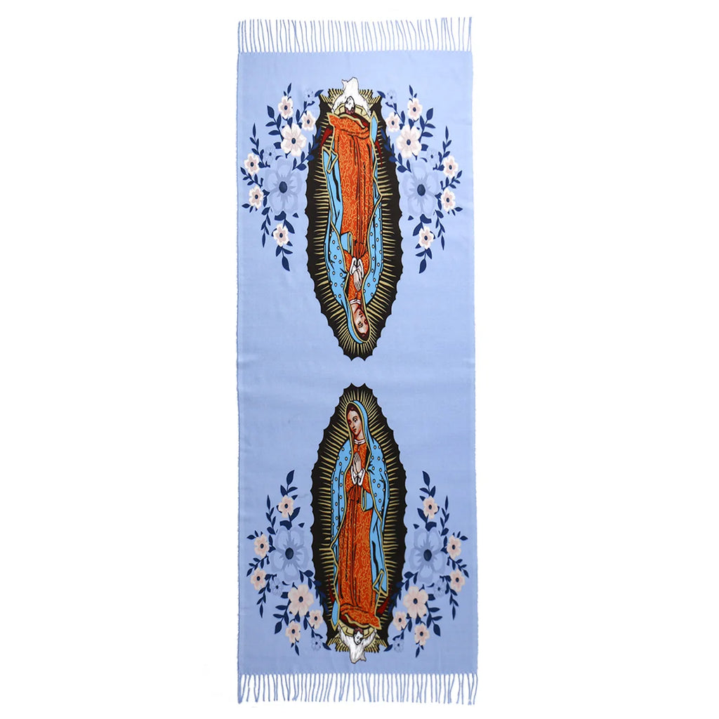 Vista trasera del Chal Devocional Virgen de Guadalupe — calidad y acabado devocional
