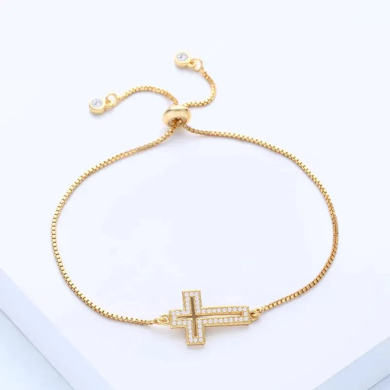 Pulsera con Cruz y Circonita – Símbolo de Fe