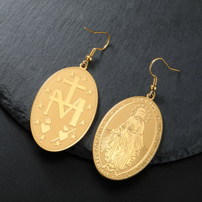 Pendientes de Luz Virgen María en Acero Inoxidable