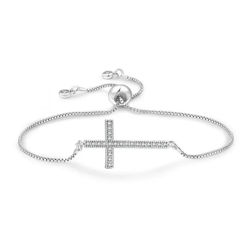 Pulsera con Cruz y Circonita – Símbolo de Fe