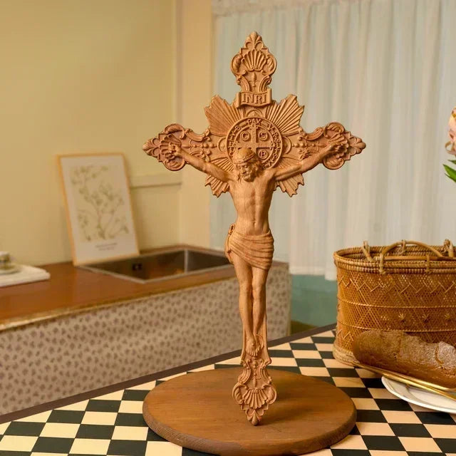 Cruz de San Benito en Madera - Simbolo de Fe y Tradicion — madera, hipoalergenico y duradero