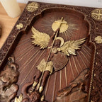 Icono de San Miguel Arcangel en Madera - Arte Sacra con Detall... — detalle de madera de cerca