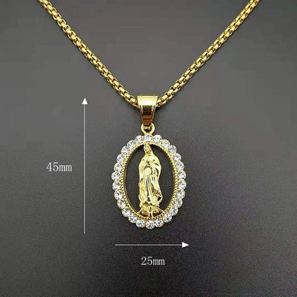 collares para mujer collar collares collar acero inoxidable mujer collar hombre Colgante de moda de Europa y América, collar de la Virgen María católica, dios de la fe religiosa, Hip Hop, regalos de fiesta exquisitos